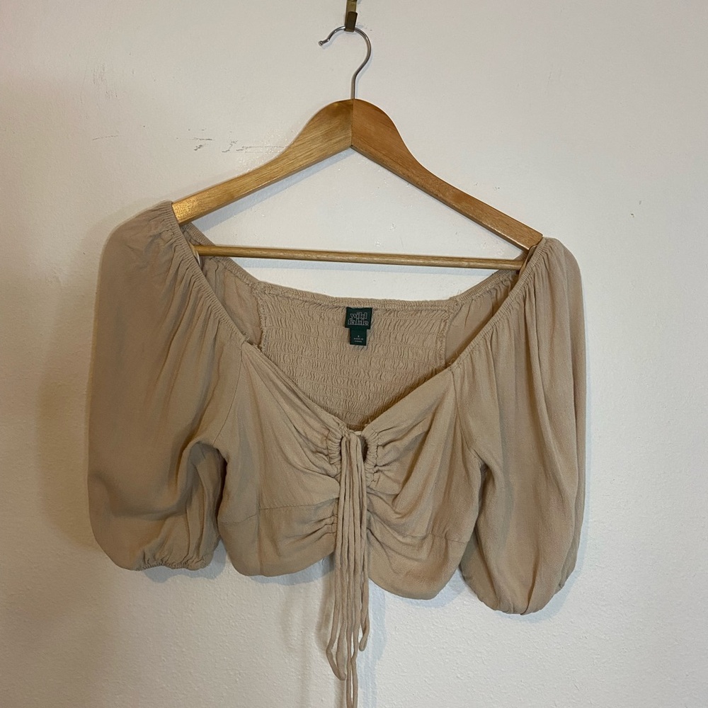 Wild Fable Beige Puff Sleeve Women's Top